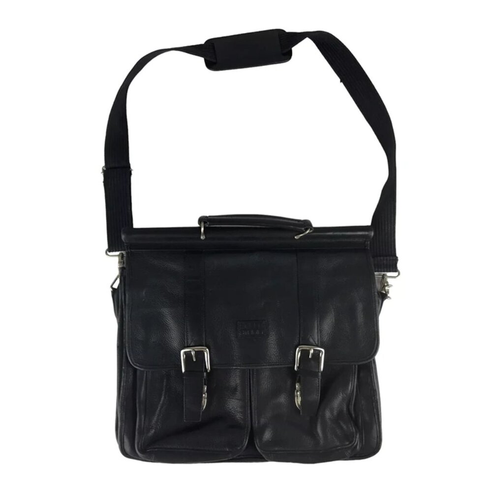 Wilsons Leather Unisex Black Pelle Studio Detachable Strap Divider Briefcase Bag